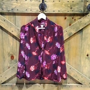 HALOGEN MAROON FLORAL BLOUSE
